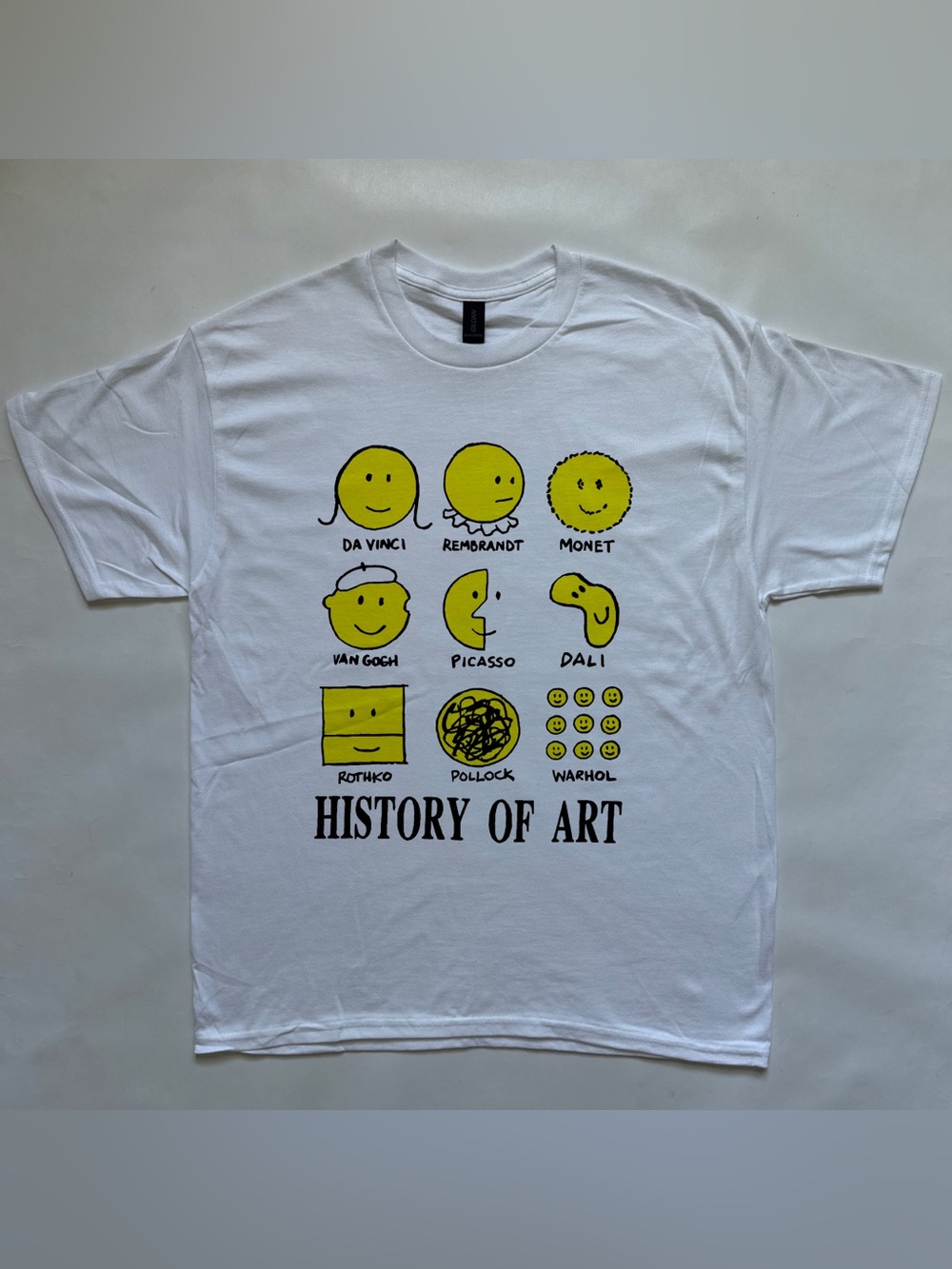 Vintage history of art smiley tee happy face novelty humor funny graphic tshirt
